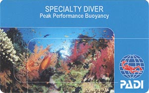 PADI Specialty Diver: Peak Performance Buoyancy лиц. сторона