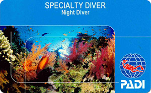 PADI Specialty Diver: Night Diver лиц. сторона